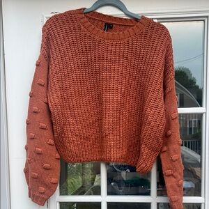 moon & madison Brown Crew Neck Sweater with Waffle Knit